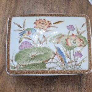 Floral and Bird Design Trinket Box